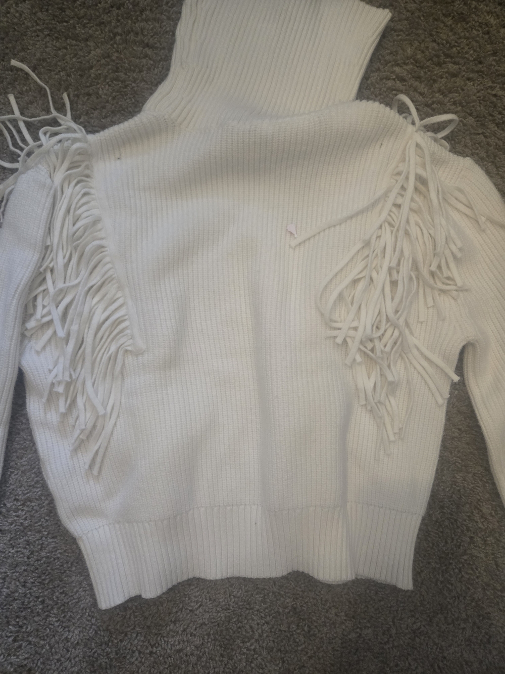Turtleneck Fringe Sweater - White - Picture 3 of 6